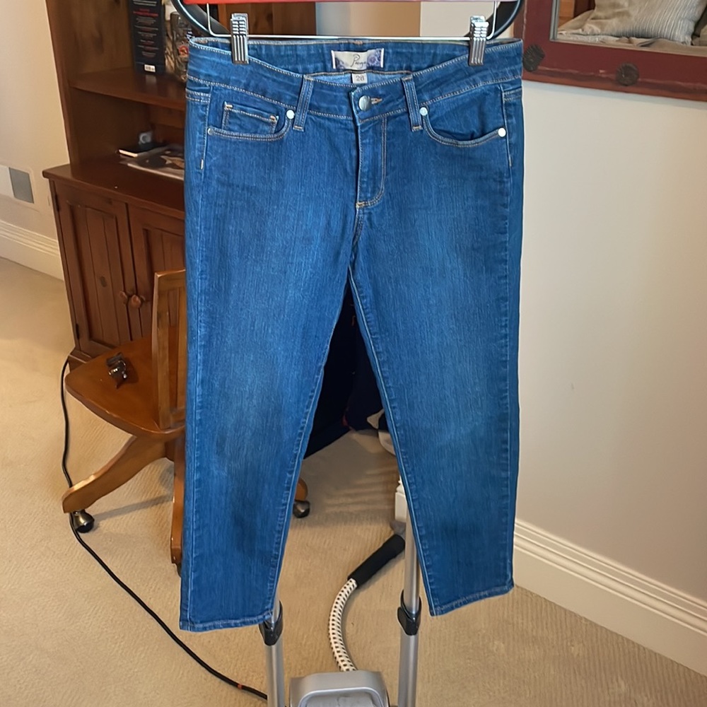 Paige brand “roxie capri” Crop dark wash denim Jean